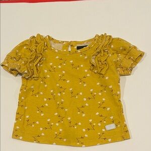 7 For All Mankind Mustard Floral Kids Blouse 18 month